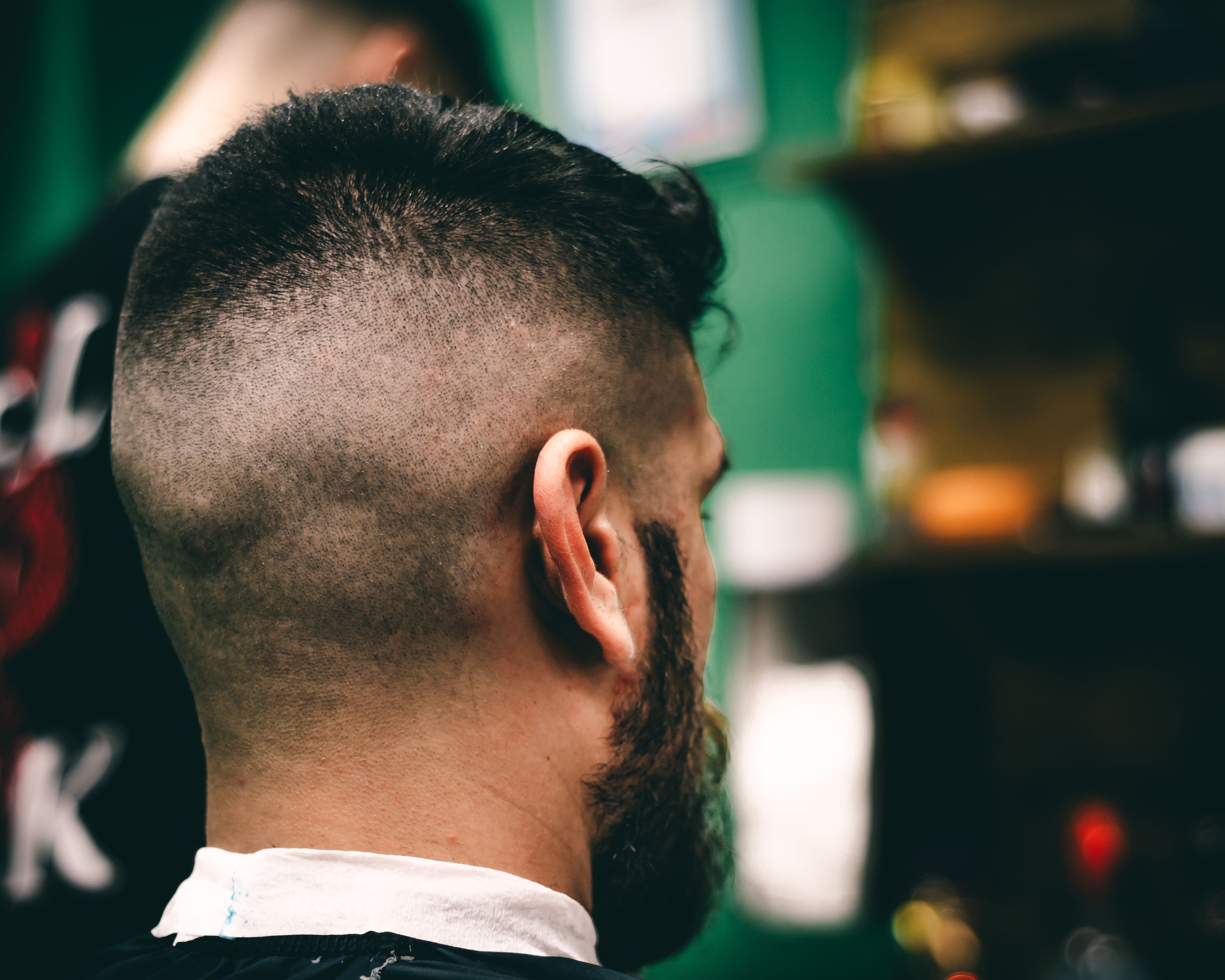 Close-up of a clean skin fade; concept placeholder photography