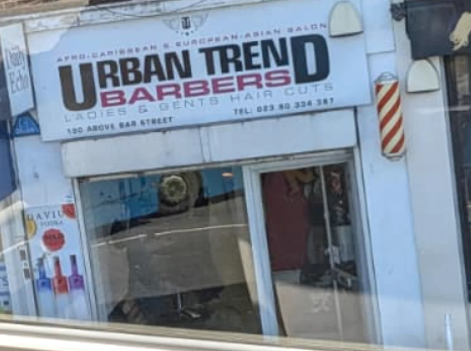 Full facade of Urban Trend Barbers in Southampton